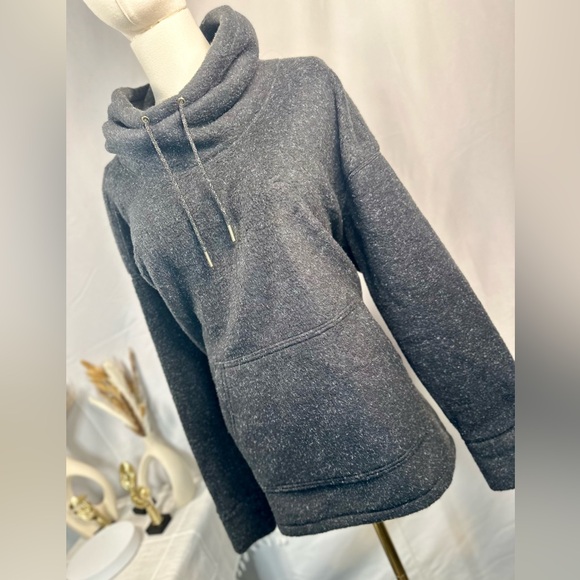 EUC Nike Heather Black Therma Fleece Cozy Cowl Pullover Sweater - Picture 7 of 16
